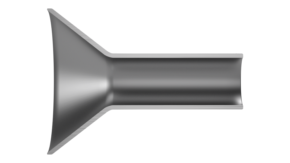 Through hole in thin-walled hollow part